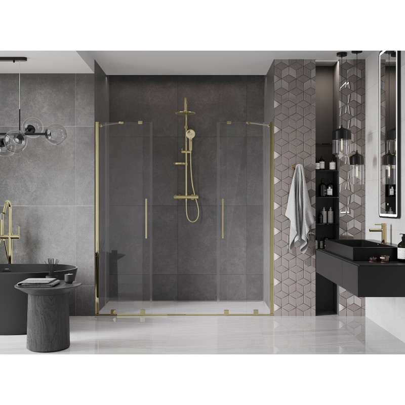 Mexen Velar Duo posuvné sprchové dvere 180 cm, priehľadné, zlaté - 871-180-000-02-50