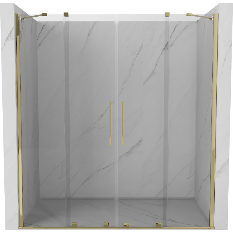 Mexen Velar Duo sprchové dvere posuvné 200 cm, transparentné, zlaté - 871-200-000-02-50