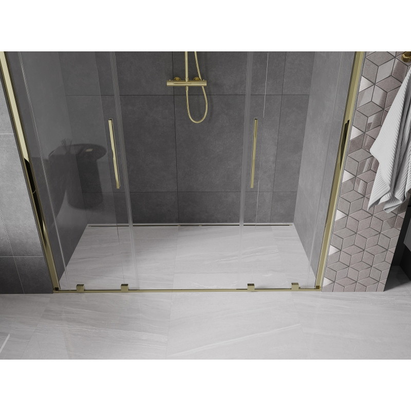 Mexen Velar Duo sprchové dvere posuvné 200 cm, transparentné, zlaté - 871-200-000-02-50