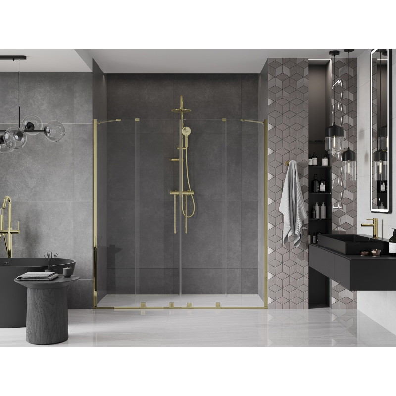 Mexen Velar Duo posuvné sprchové dvere 200 cm, transparentné, zlaté - 871-200-000-02-50