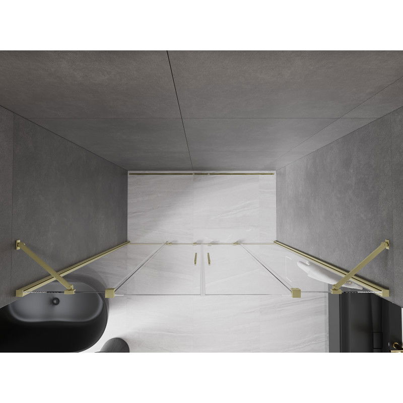 Mexen Velar Duo posuvné sprchové dvere 200 cm, transparentné, zlaté kartáčované - 871-200-000-02-55