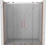Mexen Velar Duo posuvné sprchové dvere 170 cm, transparentné, brúsená meď - 871-170-000-02-65