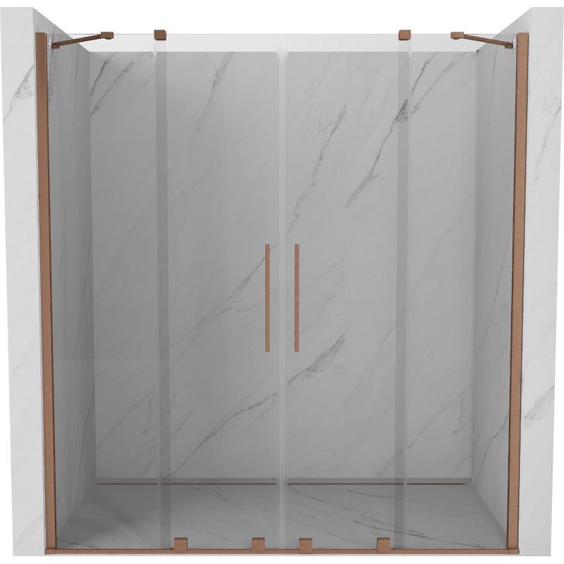 Mexen Velar Duo posuvné sprchové dvere 180 cm, transparentné, kartáčovaná meď - 871-180-000-02-65