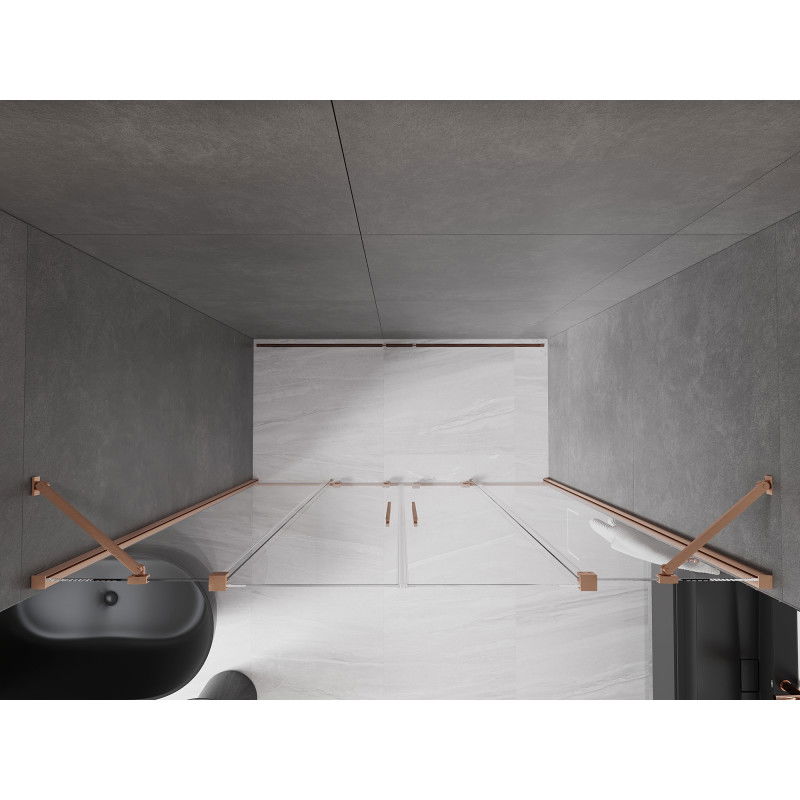 Mexen Velar Duo posuvné sprchové dvere 180 cm, transparentné, brúsená meď - 871-180-000-02-65