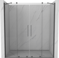Mexen Velar Duo sprchové dvere posuvné 180 cm, transparentné, kefovaná gun grey - 871-180-000-02-66