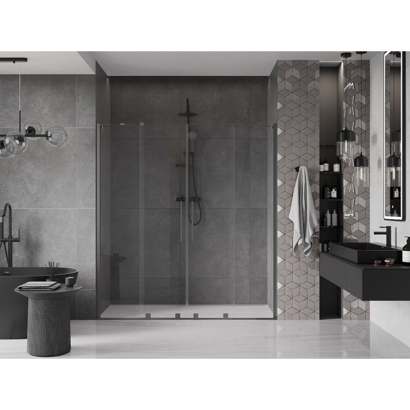 Mexen Velar Duo posuvné sprchové dvere 180 cm, transparentné, brúsené sivá zbraň - 871-180-000-02-66