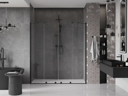 Mexen Velar Duo sprchové dvere posuvné 180 cm, transparentné, čierne - 871-180-000-02-70