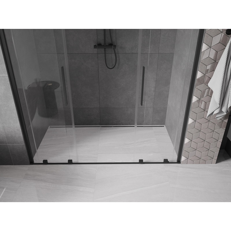 Mexen Velar Duo posuvné sprchové dvere 200 cm, transparentné, čierne - 871-200-000-02-70