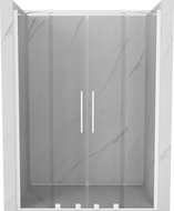 Mexen Velar Duo posúvacie sprchové dvere 160 cm, Priehľadné, Biele - 871-160-000-02-20