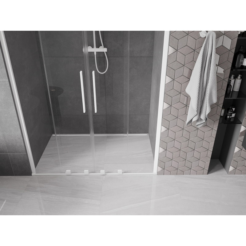 Mexen Velar Posuvné sprchové dvere Duo 150 cm, priehľadné, biele - 871-150-000-02-20