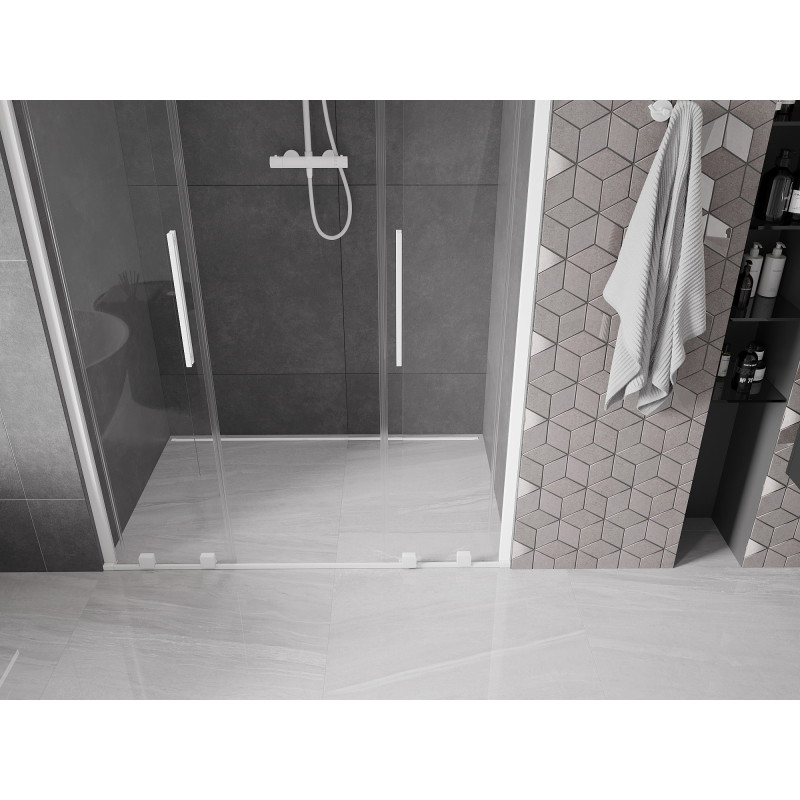 Mexen Velar Posuvné sprchové dvere Duo 150 cm, priehľadné, biele - 871-150-000-02-20