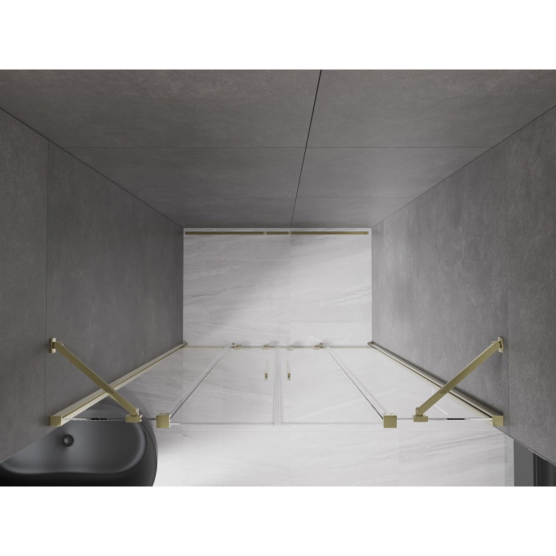 Mexen Velar Duo sprchové dvere posuvné 140 cm, číre, zlaté - 871-140-000-02-50