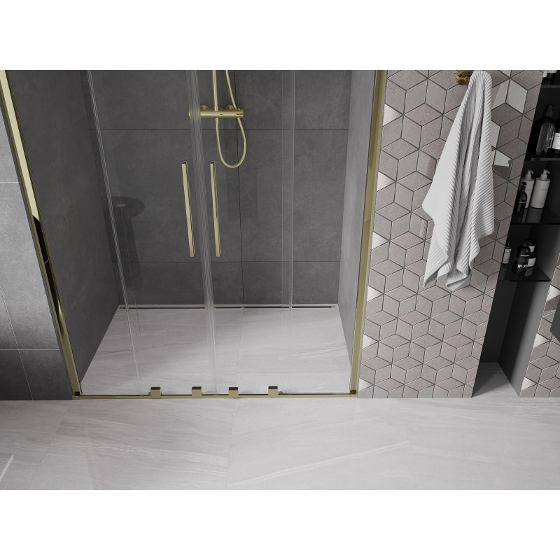 Mexen Velar Duo posuvné sprchové dvere 150 cm, priehľadné, zlaté - 871-150-000-02-50