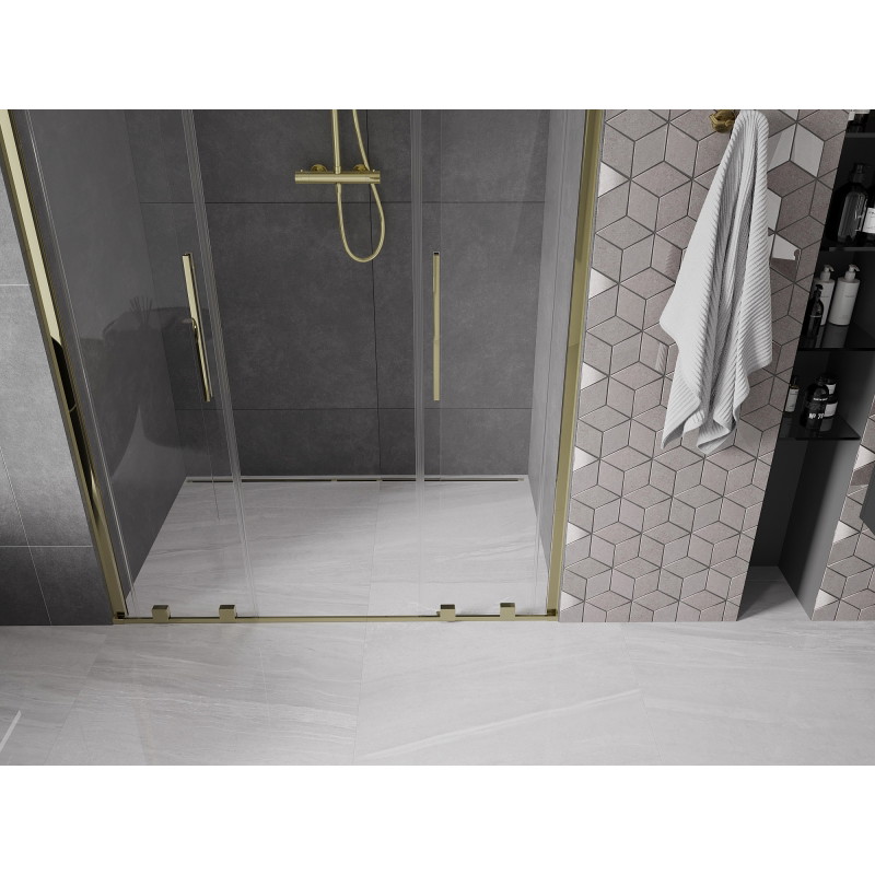 Mexen Velar Duo posuvné sprchové dvere 150 cm, priehľadné, zlaté - 871-150-000-02-50