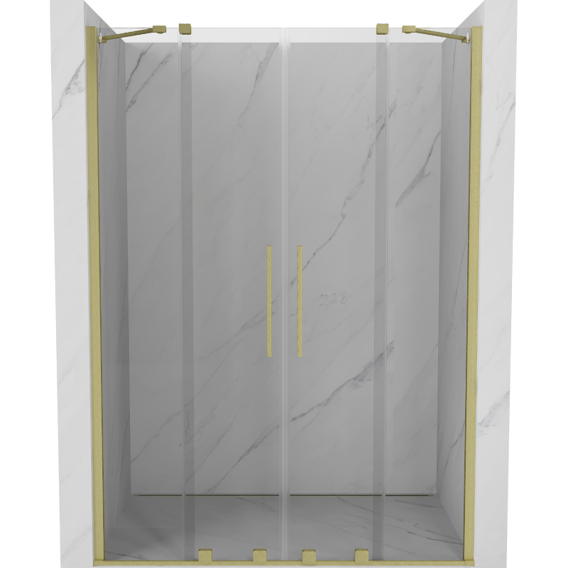Mexen Velar Duo sprchové dvere posuvné 150 cm, transparentné, zlaté kartáčované - 871-150-000-02-55