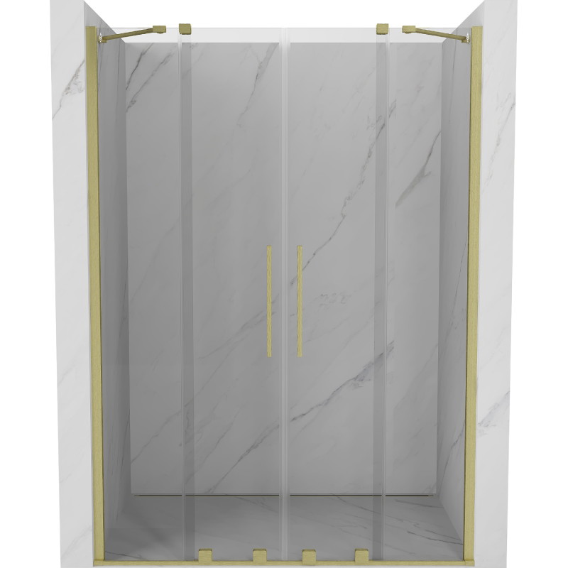 Mexen Velar Dvojité posuvné sprchové dvere 150 cm, transparentné, zlaté brúsené - 871-150-000-02-55