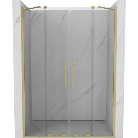 Mexen Velar Duo sprchové dvere posuvné 150 cm, transparentné, zlaté kartáčované - 871-150-000-02-55