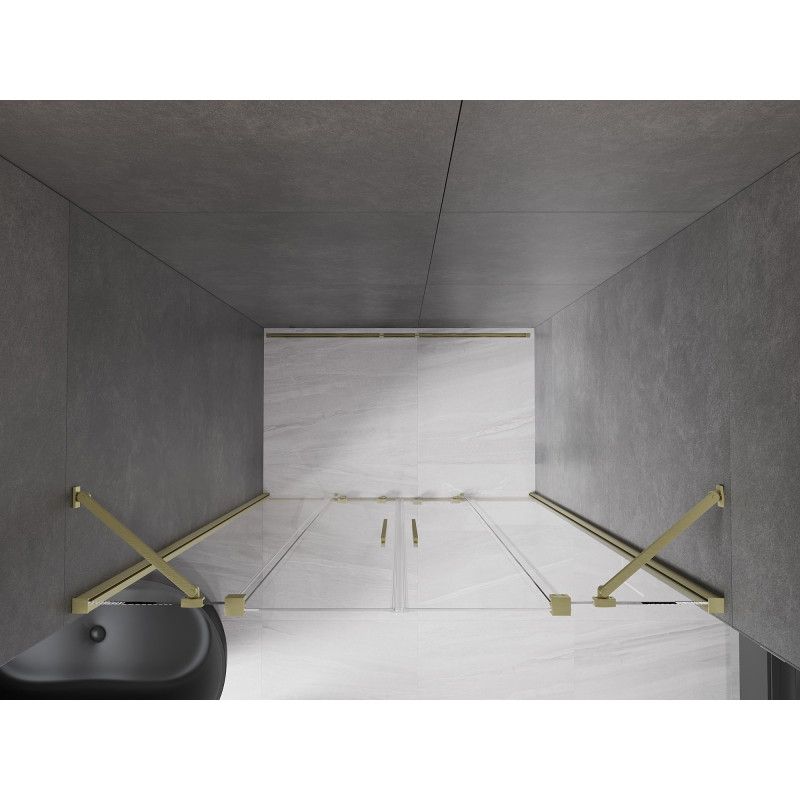 Mexen Velar Duo sprchové dvere posuvné 150 cm, transparentné, zlaté brúsené - 871-150-000-02-55