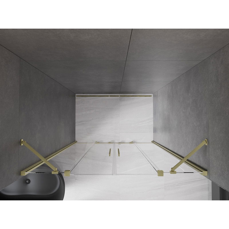 Mexen Velar Duo posuvné sprchové dvere 160 cm, transparentné, zlaté brúsené - 871-160-000-02-55