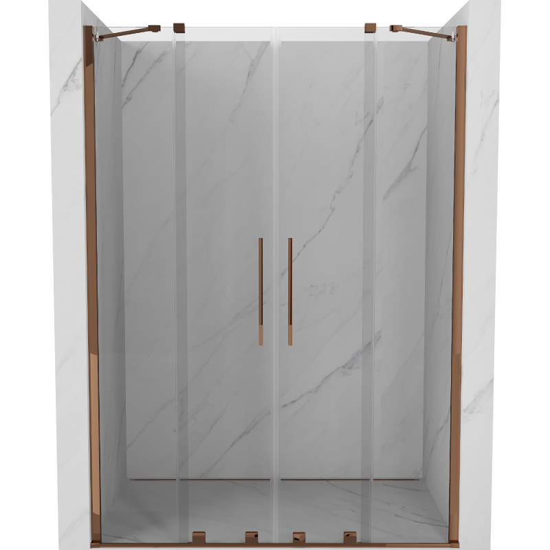 Mexen Velar Duo posuvné sprchové dvere 140 cm, transparentné, ružové zlato - 871-140-000-02-60
