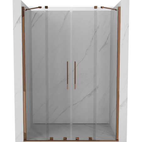 Mexen Velar Duo posuvné sprchové dvere 140 cm, transparentné, ružové zlato - 871-140-000-02-60