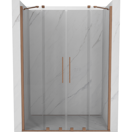 Mexen Velar Duo sprchové dvere posuvné 150 cm, transparentné, brúsená meď - 871-150-000-02-65