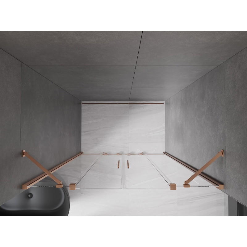 Mexen Velar Duo sprchové dvere posuvné 150 cm, transparentné, brúsená meď - 871-150-000-02-65