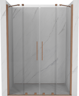 Mexen Velar Duo posuvné sprchové dvere 160 cm, transparentné, brúsená meď - 871-160-000-02-65