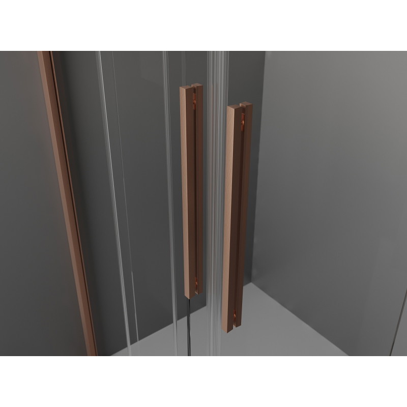 Mexen Velar Duo posuvné sprchové dvere 160 cm, transparentné, brúsená meď - 871-160-000-02-65