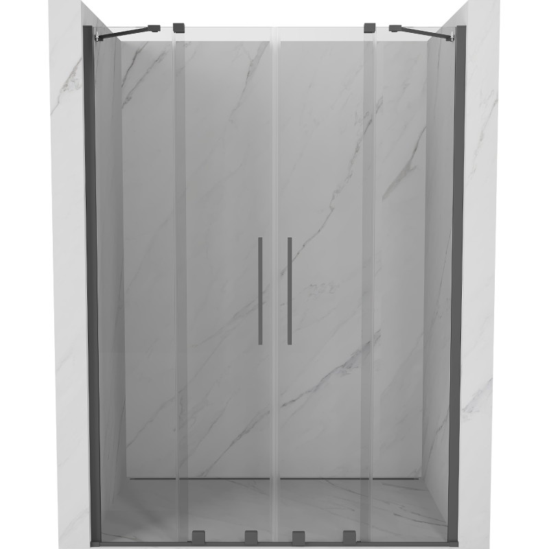 Mexen Velar Duo posuvné sprchové dvere 140 cm, priehľadné, gun gray kartáčovaný - 871-140-000-02-66