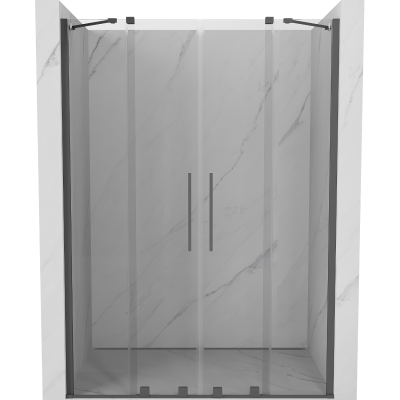 Mexen Velar Duo posuvné sprchové dvere 140 cm, transparentné, brúsené gun gray - 871-140-000-02-66