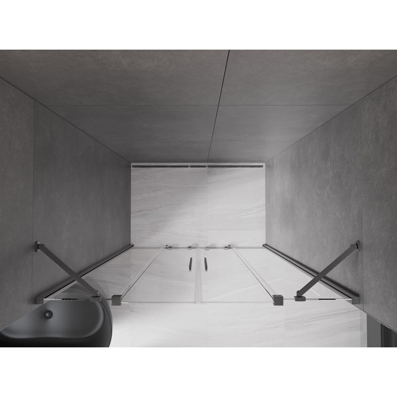 Mexen Velar Duo posuvné sprchové dvere 200 cm, transparentné, gun gray brúsený - 871-200-000-02-66