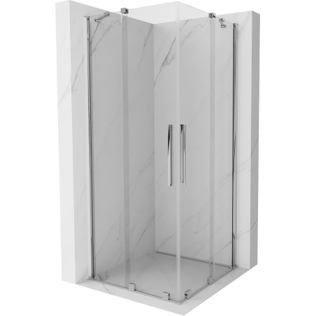 Mexen Velar Duo sprchová kabína, posuvné dvere 80 x 80 cm, Priehľadné, Chrómová - 871-080-080-02-01