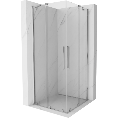 Mexen Velar Duo sprchová kabína, posuvné dvere 90 x 90 cm, Priehľadné, Chrómová - 871-090-090-02-01