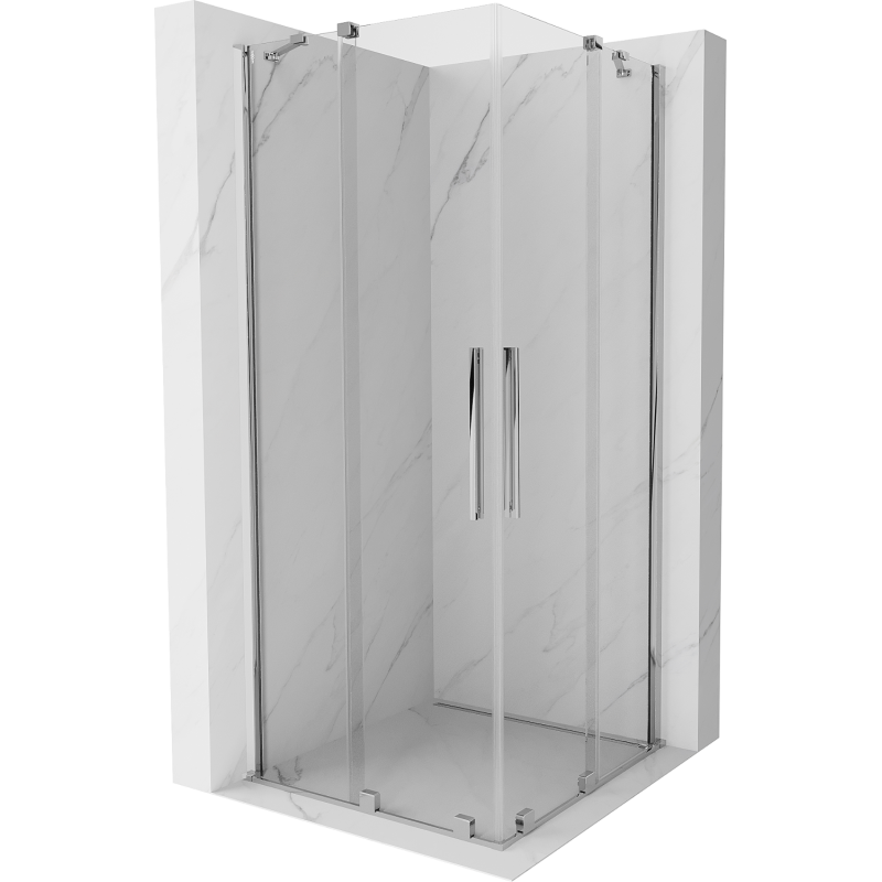Mexen Velar Duo sprchová kabína, posuvné dvere 100 x 100 cm, Priehľadné, Chrómová - 871-100-100-02-01