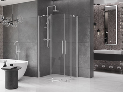 Mexen Velar Duo sprchová kabína, posuvné dvere 100 x 90 cm, Priehľadné, Chrómová - 871-100-090-02-01