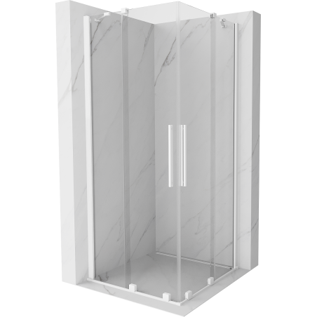 Mexen Velar Duo sprchovací kút posuvný 100 x 100 cm, transparentný, biely - 871-100-100-02-20