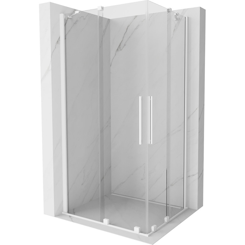Mexen Velar Duo sprchovacia kabína posuvná 90 x 80 cm, transparentná, biela - 871-090-080-02-20