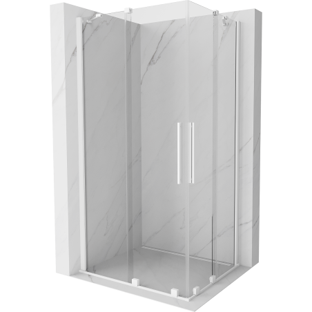 Mexen Velar Duo sprchovacia kabína posuvná 90 x 80 cm, transparentná, biela - 871-090-080-02-20