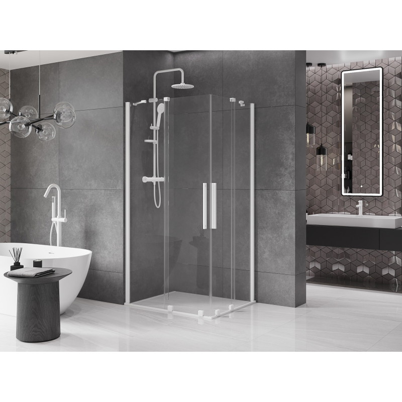Mexen Velar Duo sprchový kút posuvný 90 x 80 cm, transparentný, biely - 871-090-080-02-20