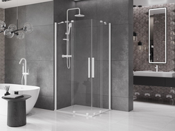 Mexen Velar Duo sprchová kabína, posuvné dvere 90 x 80 cm, Priehľadné, biela - 871-090-080-02-20