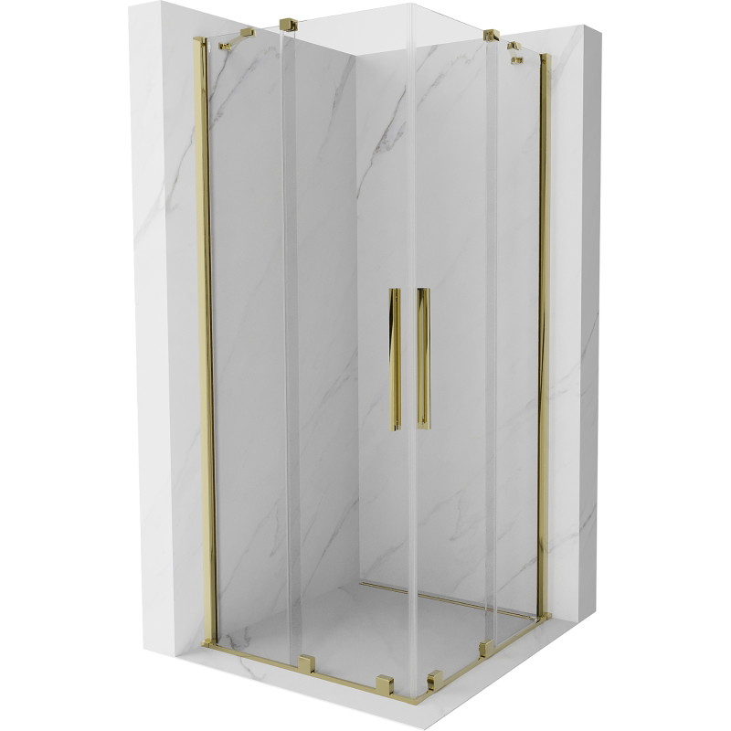 Mexen Velar Duo posuvná sprchová kabína 80 x 80 cm, priehľadná, zlatá - 871-080-080-02-50