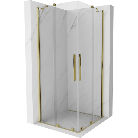 Mexen Velar Duo posuvná sprchová kabína 80 x 80 cm, transparentná, zlatá - 871-080-080-02-50