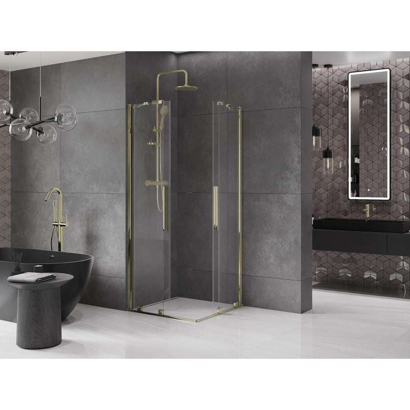Mexen Velar Duo posuvná sprchová kabína 80 x 80 cm, priehľadná, zlatá - 871-080-080-02-50