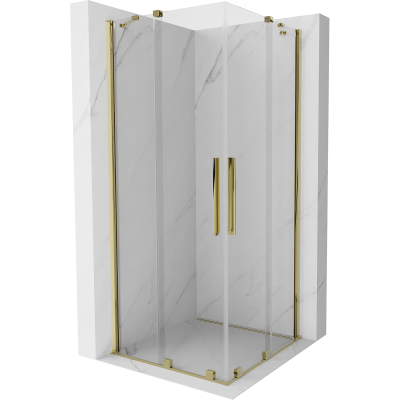 Mexen Velar Duo sprchová kabína posuvná 90 x 90 cm, priehľadná, zlatá - 871-090-090-02-50