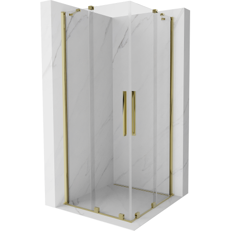 Mexen Velar Duo posuvná sprchová kabína 90 x 90 cm, transparentná, zlatá - 871-090-090-02-50