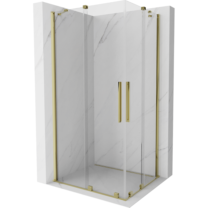 Mexen Velar Duo sprchová kabína, posuvné dvere 90 x 80 cm, Priehľadné, Zlatá - 871-090-080-02-50