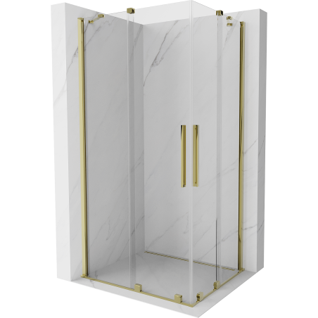 Mexen Velar Duo posuvná sprchová kabína 90 x 80 cm, priehľadná, zlatá - 871-090-080-02-50