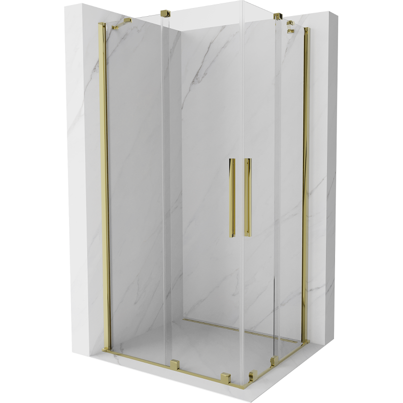 Mexen Velar Duo sprchovací kút posuvný 100 x 90 cm, priehľadný, zlatý - 871-100-090-02-50