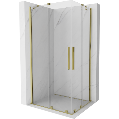 Mexen Velar Duo sprchovací kút posuvný 100 x 90 cm, priehľadný, zlatý - 871-100-090-02-50